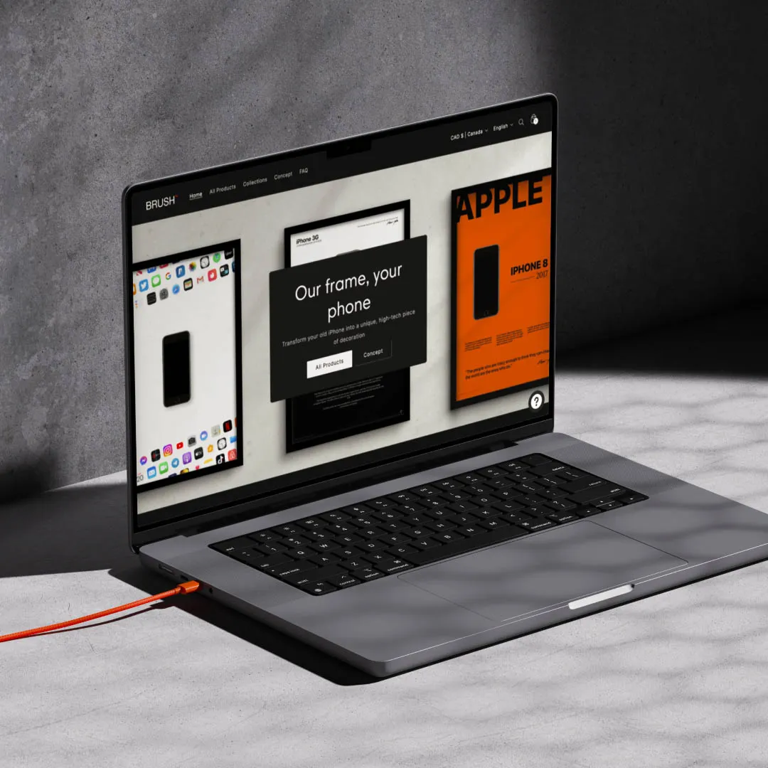 Le site e-commerce de Brush sur un MacBook